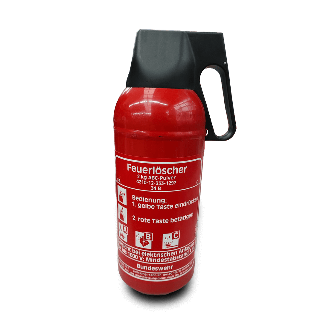 Feuerlöscher 2 Kg ABC Pulver Original vom Bundeswehr Wolf